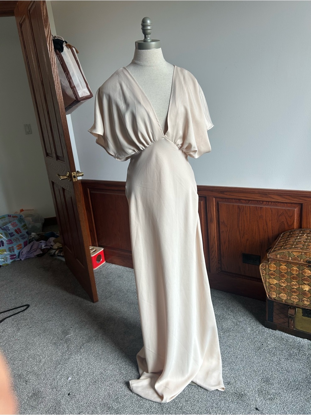 Love By Design Cream V-Neck Maxi Gown